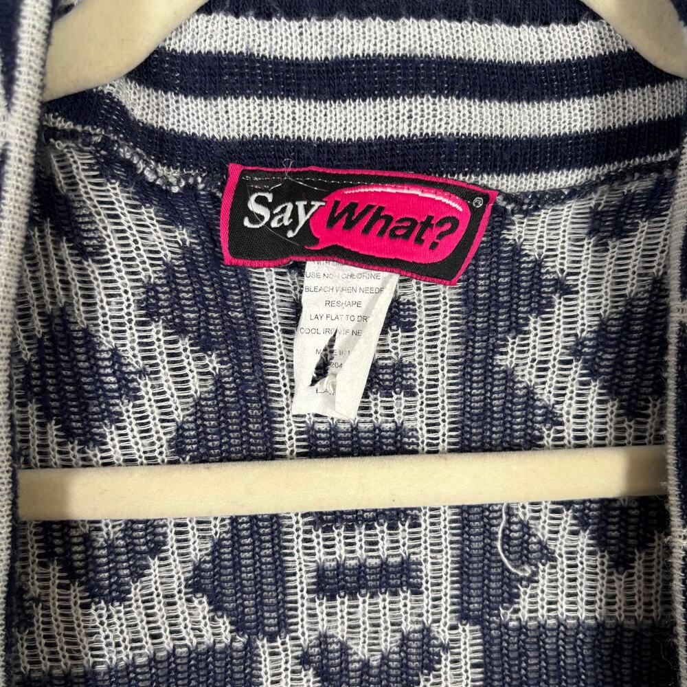 Sweater Cardigan Vest Womens Large Navy White Drape‎ Open Aztec Boho Southwest - Picture 4 of 9